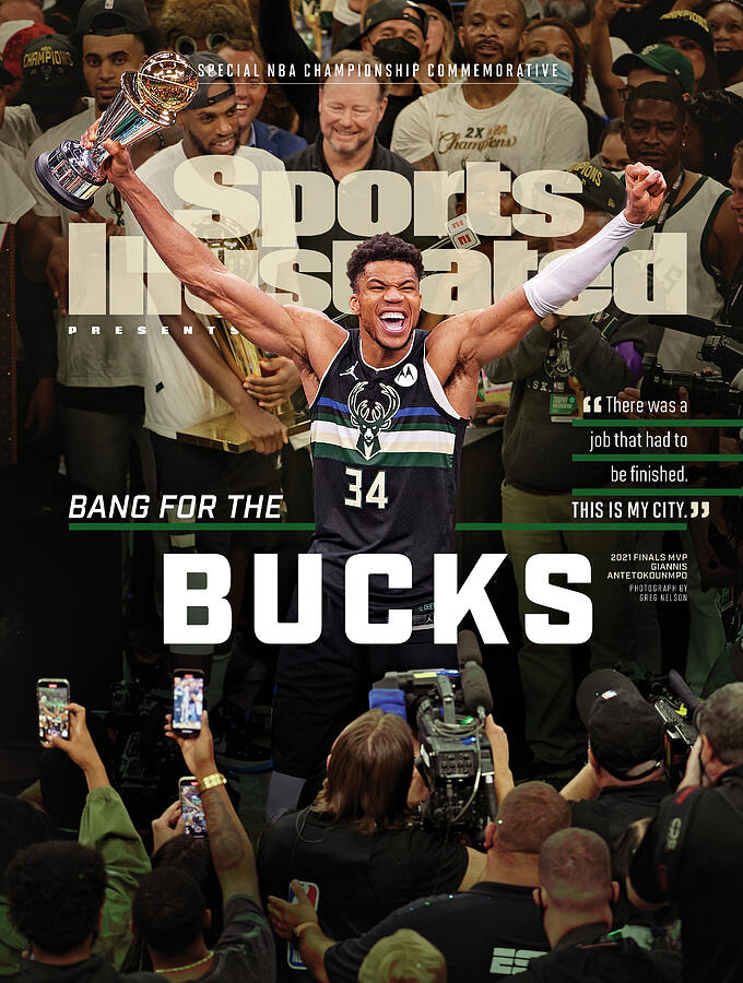 2021 Milwaukee Bucks Championship Celebration Photograph - 2021 Milwaukee Bucks NBA Championship Issue Cover by Sports Illustrated