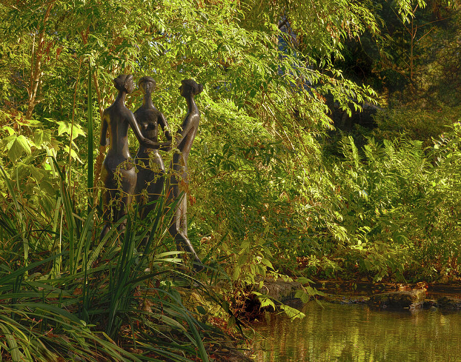 3 muses statue, Missouri Botanical Gardens Photograph by Robert Niemeier