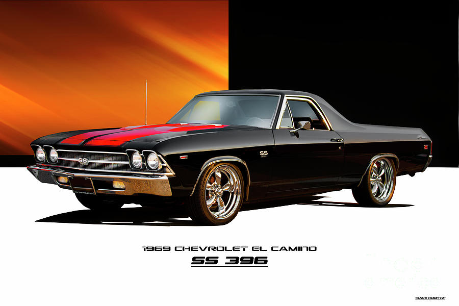 1969 Chevrolet El Camino Ss396 by Dave Koontz - Royalty Free and