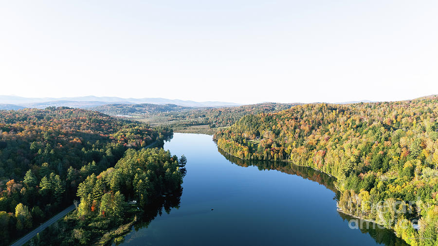Aerial view of Lake Eligo in Craftsbury, Vermont #4 Photograph by Eric Killorin