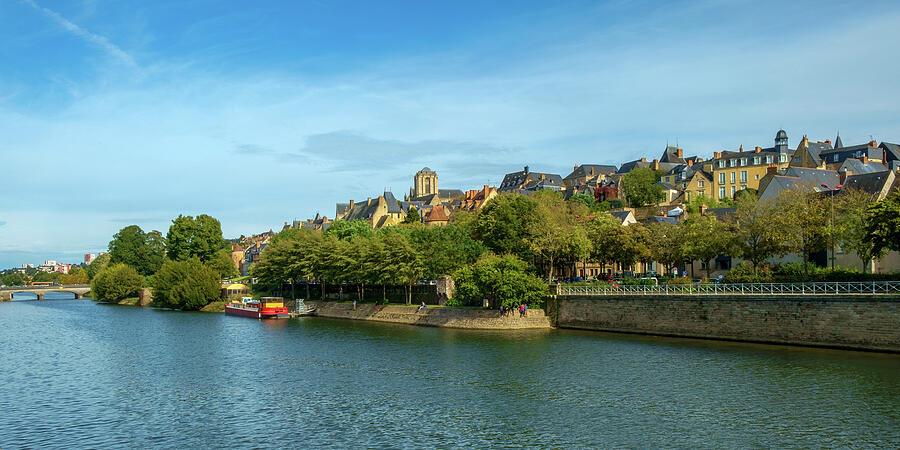 Charming Riverside Townscape Photograph - View over the River Sarthe to the buildings of old town Le Mans. #4 by Seeables Visual Arts