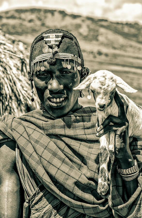 Maasai Warrior and Prized Goat 4283 Photograph by Neptune Images