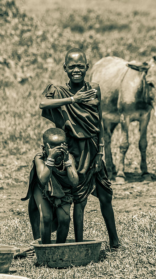 Maasai Children Playing Tanzania 4322 Photograph by Neptune Images