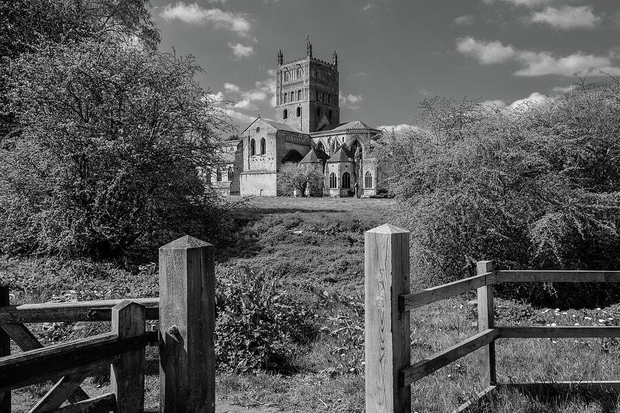 Historic Cathedral in Black and White Photograph - Tewkesbury Abbey #7 by Seeables Visual Arts