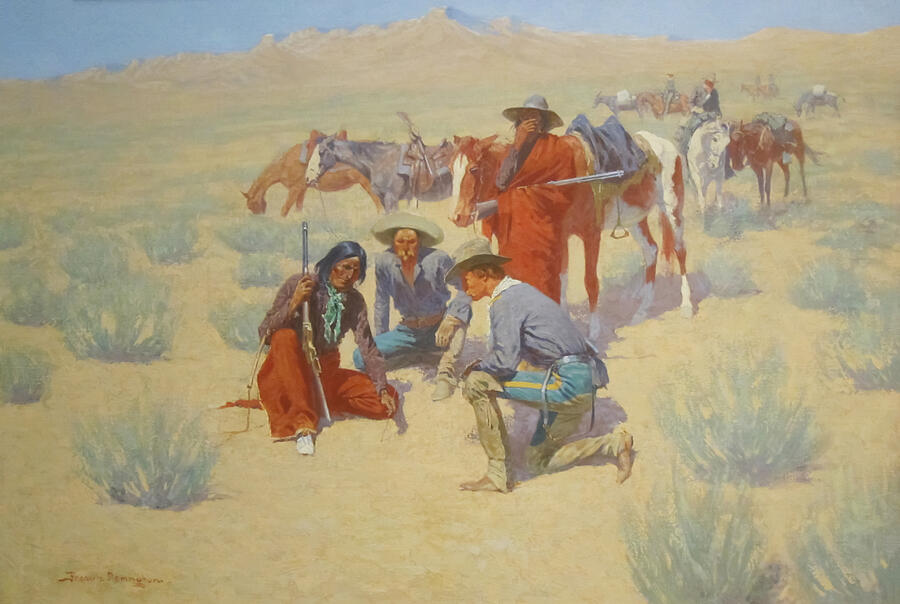 A Map in the Sand by Frederic Remington Painting by The Luxury Art Collection