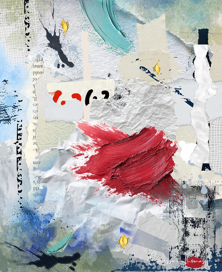 Vibrant Abstract Collage Composition Mixed Media - A Noble Sacrifice by Canessa Thomas