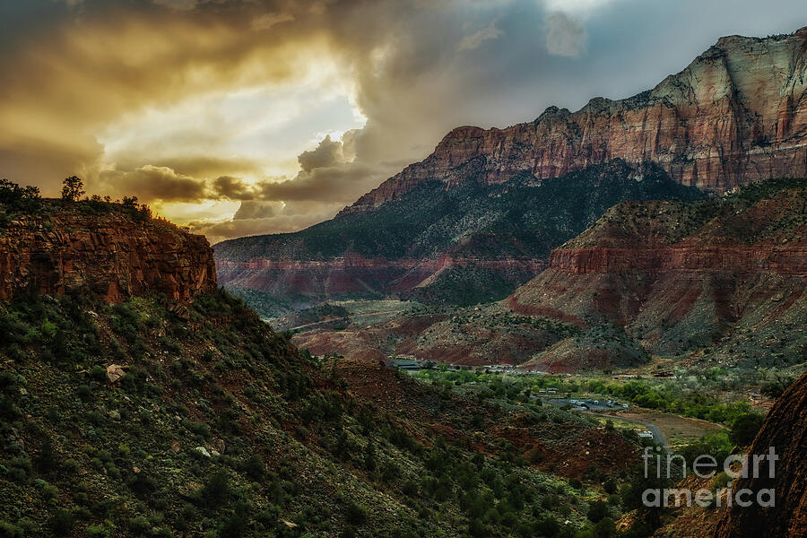 Majestic Mountain Landscape at Sunset Photograph - A Pause Before Thunder by Dodie Ross