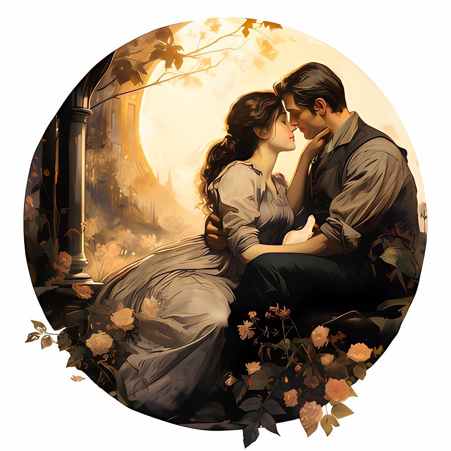 A romantic couple in classic Victorian style No 3 Digital Art by Andre Petrov