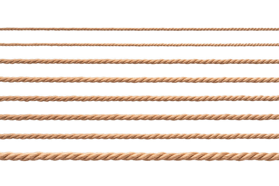 A Set of Straight Brown Ropes From Thin to Thick Isolated on White Photograph by MirageC