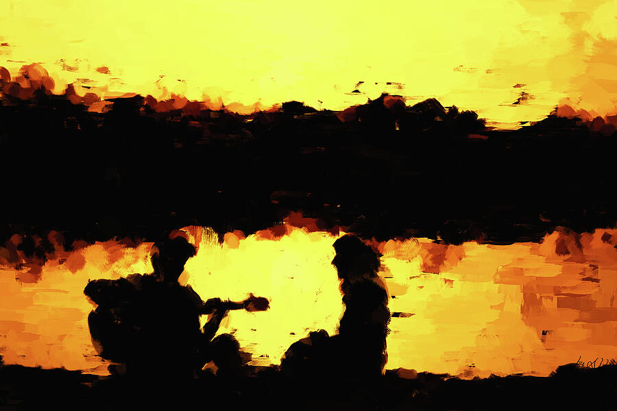 A silhouette moment of love Digital Art by Gradify Creations