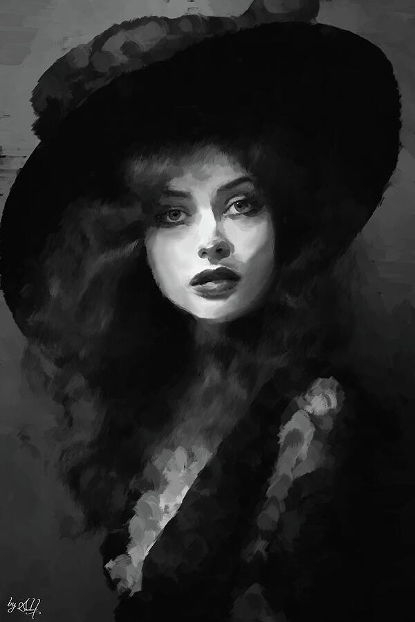 A woman in vintage attire Digital Art by Gradify Creations