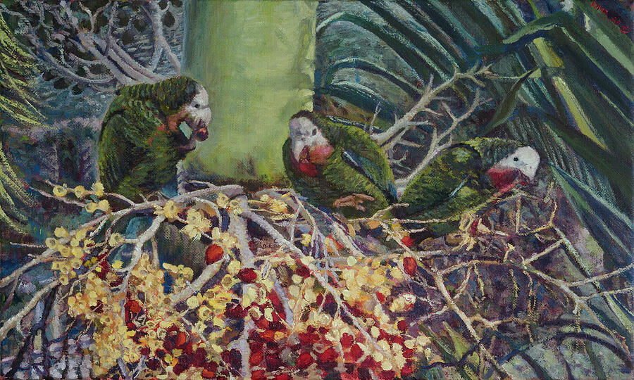 Abaco Parrots I -Bahamas Painting by Ritchie Eyma