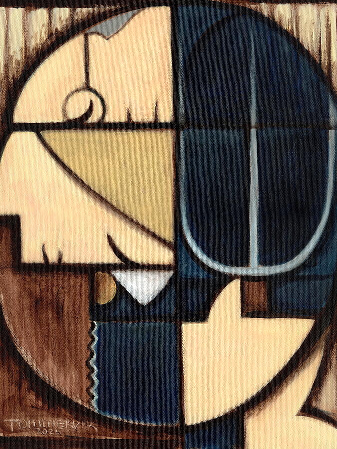 Abstract Geometric Portrait Painting - Abstract American Gothic by Tommervik