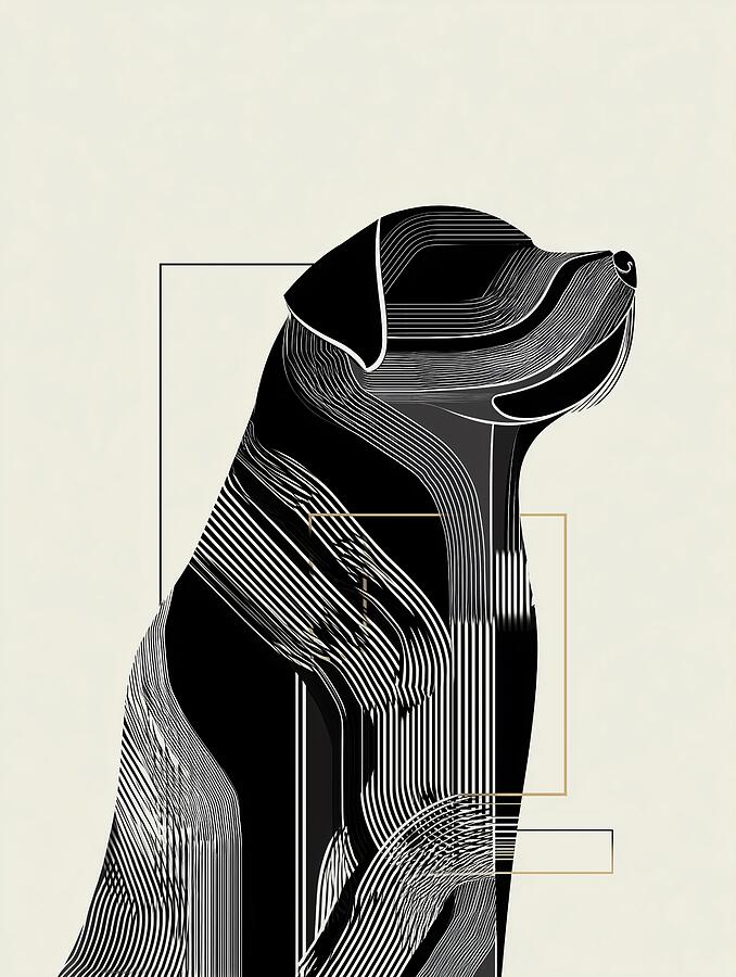 Abstract rottweiler Silhouette Ai Art by Fabrizio Cassetta - Metal Posters