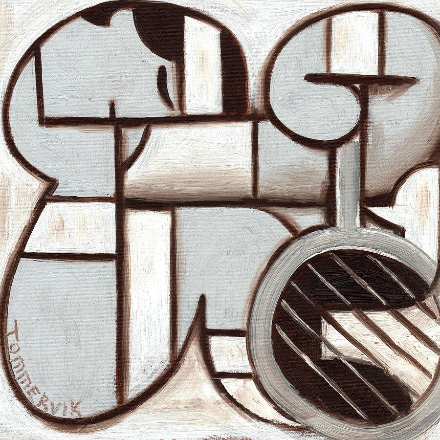 Abstract Geometric Tennis Player Wall Art Print Painting by Tommervik