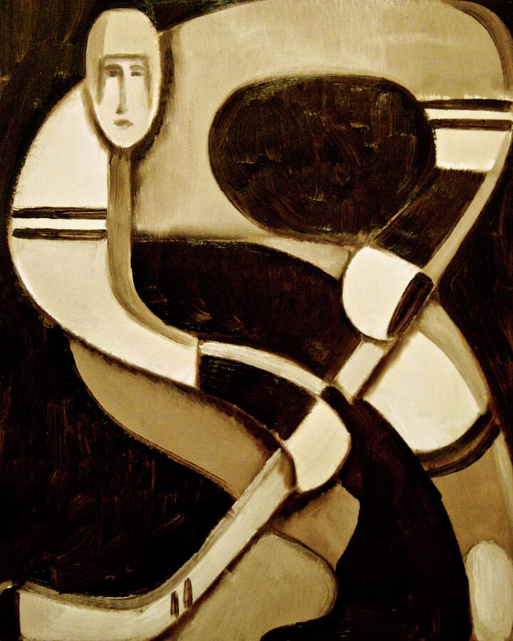 Abstract Gold Hockey Player Art Print Painting by Tommervik