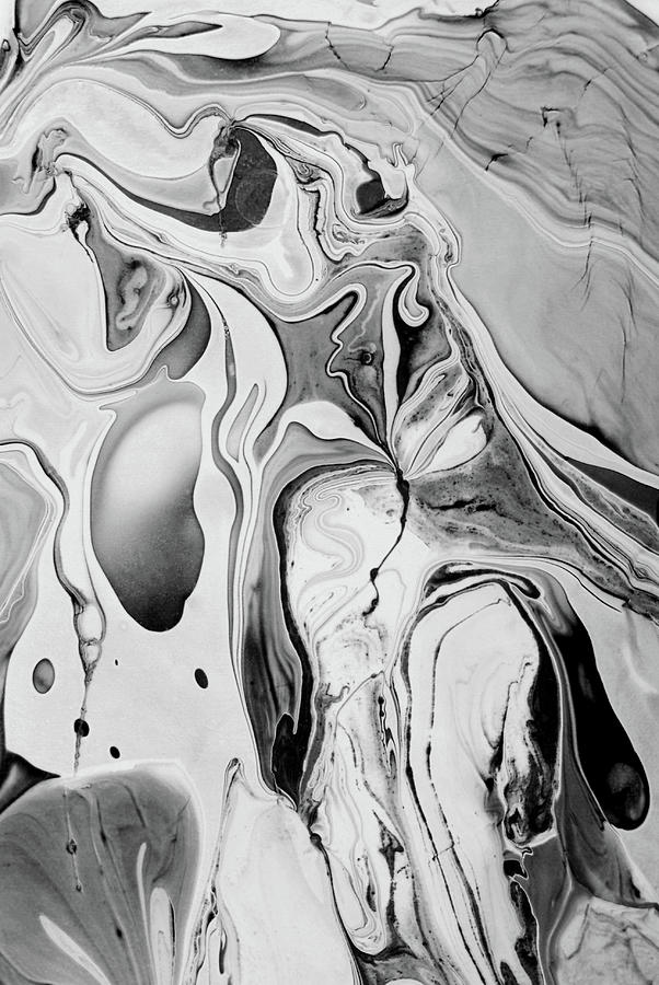 Abstract of painted wavy black and white background Photograph by Severija Kirilovaite