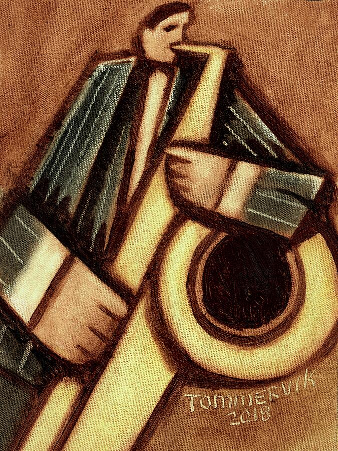 Abstract Saxophone Player Painting by Tommervik