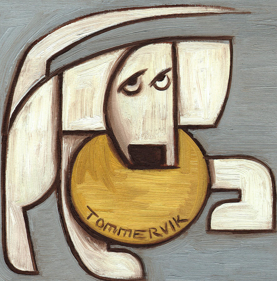 White Dog With Yellow Frisbee Art Print Painting by Tommervik