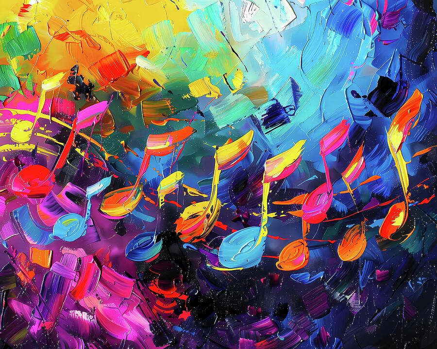 Abstract_music_notes_vibrant_colors_dynamic_and_musical_feel_No 1 Digital Art by Andre Petrov