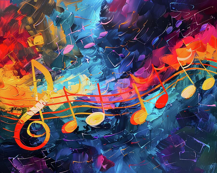 Abstract_music_notes_vibrant_colors_dynamic_and_musical_feel_No 2 Digital Art by Andre Petrov