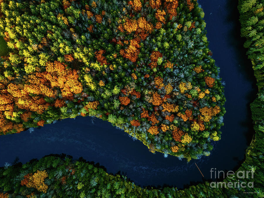 Aerial foliage view of the Otter Creek Vermont Photograph by Eric Killorin