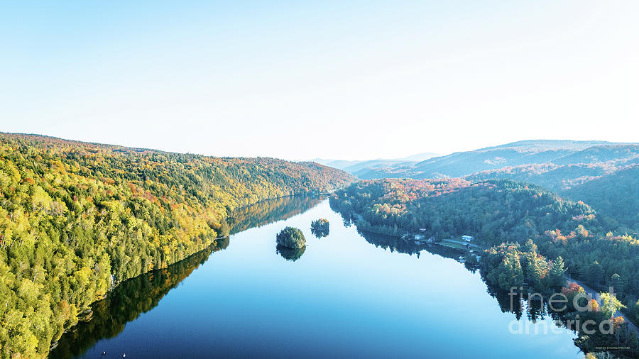 Aerial view Lake Eligo in Craftsbury, Vermont Photograph by Eric Killorin