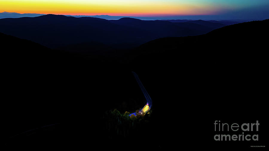 Aerial view night driving at Mad River Glen, Vermont Photograph by Eric Killorin
