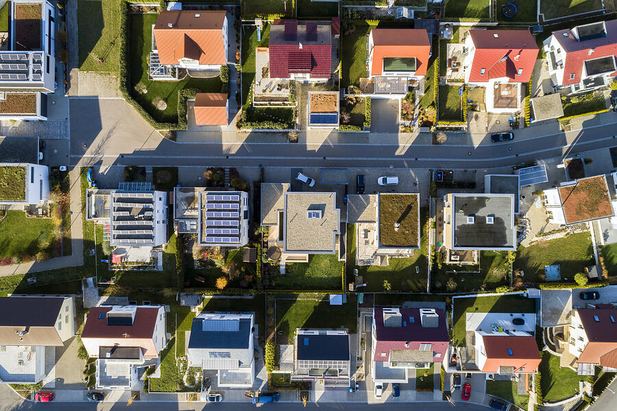 Aerial view of a new residential neighborhood Photograph by Bim