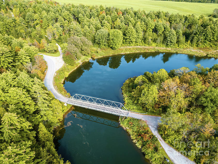 Aerial view of Bridge 26 at the Weybridge New Haven town line Vermont Photograph by Eric Killorin
