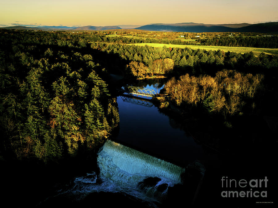 Aerial view of Huntington Falls and ridge 26 at the Weybridge New Haven Vermont town line Photograph by Eric Killorin