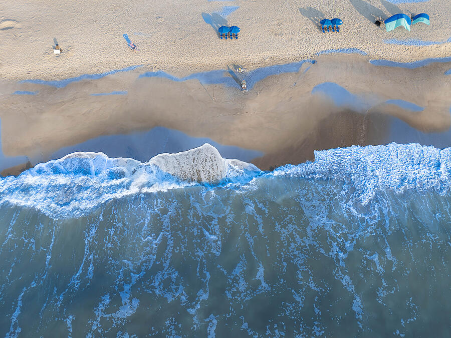 Aerial View of Ocean Waves and Beach Photograph - Aerial View of Ocean Waves and Beach by Oceanic SkyView