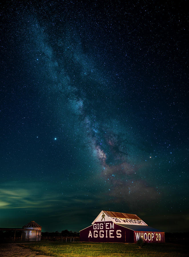 Milky Way Over Aggie Barn Photograph - Aggie Barn Under the Stars by David Morefield
