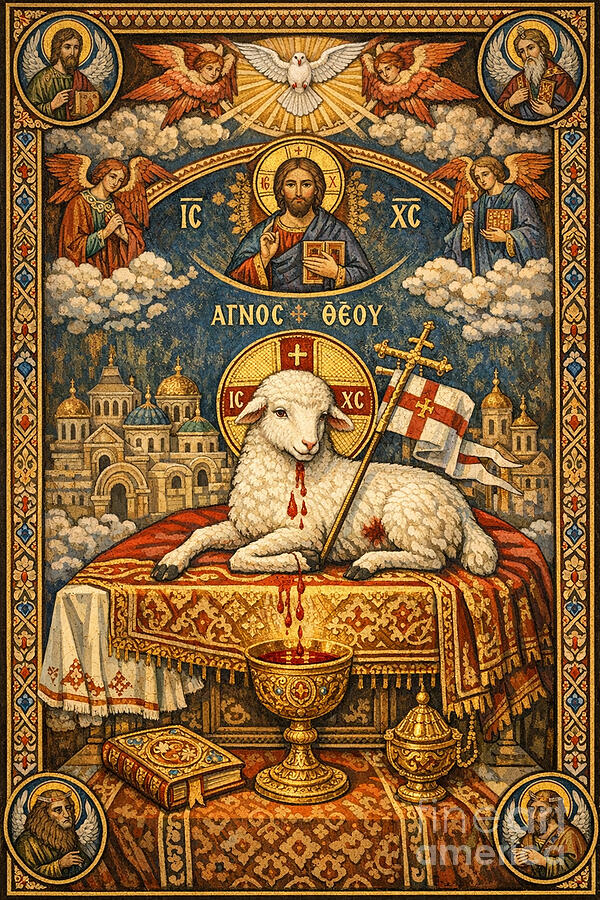 Agnus Dei The Lamb of God Painting by Museum Of Exquisities - Metal Posters