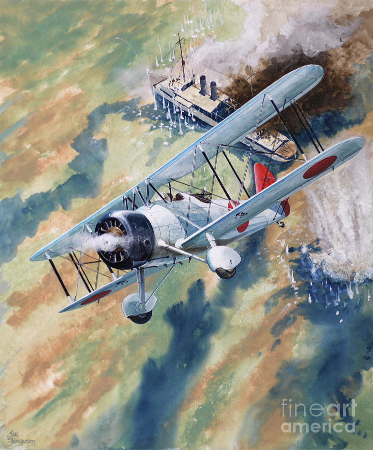 Aichi D1A2 Type 96 Painting by Steve Ferguson
