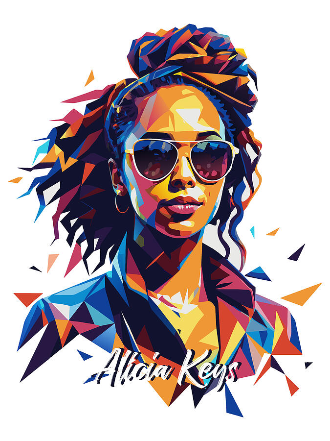 Alicia Keys #1 in WPAP Pop Art Digital Art by Vector Artnesia