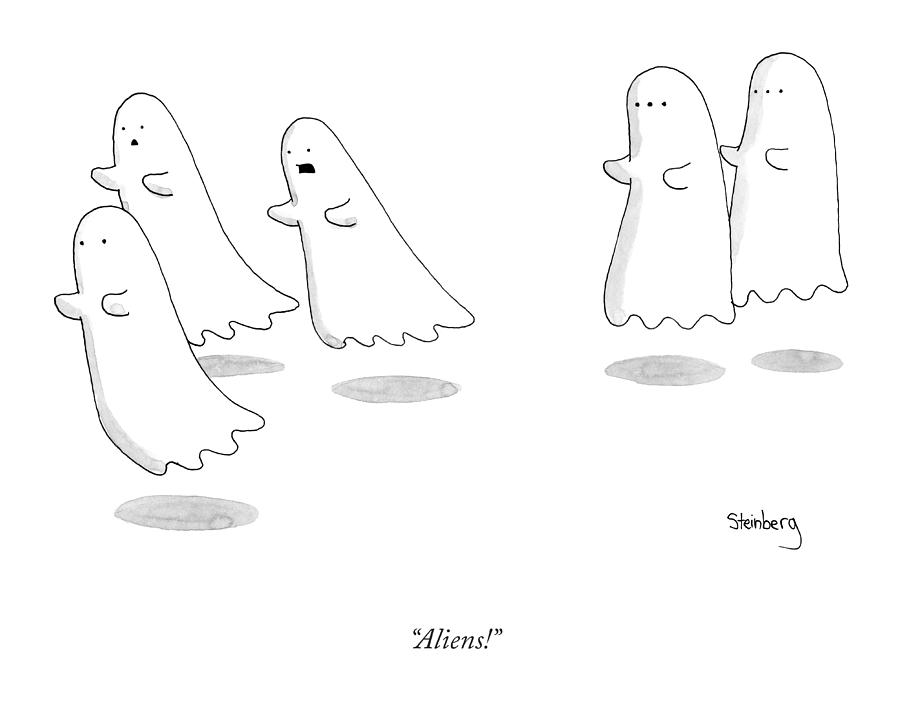 Ghosts Encountering Aliens Drawing - Aliens by Avi Steinberg