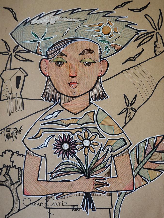 Alyza in Wonder Island Painting by Oscar Ortiz