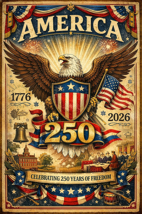 America 250 - Celebrating 250 Years of Freedom Digital Art by Dale ...