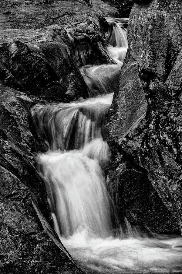Cascading Waterfall Between Rocks Photograph - Ammonoosuc Cascade #0713 by Dan Beauvais