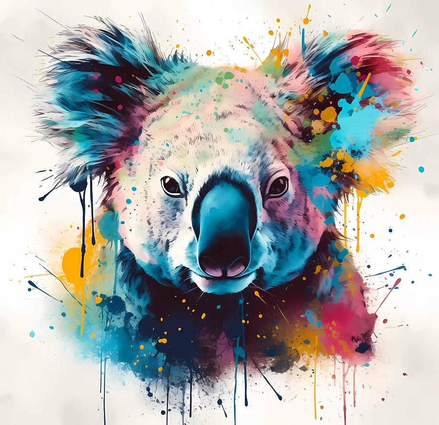 An abstract design of a koala with colors and textures Digital Art by Andre Petrov