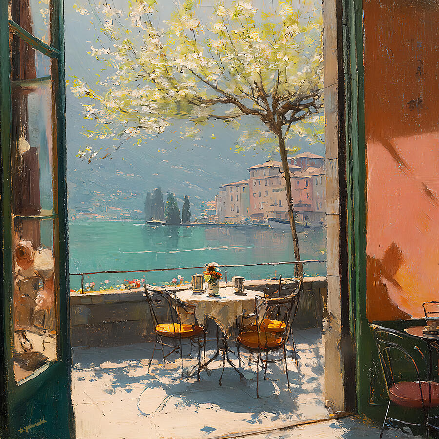 An Afternoon by the Lake Ai Art by Kaoru Yamada - Metal Posters