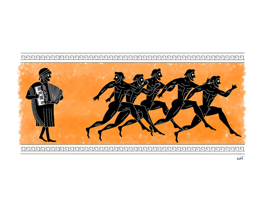 Ancient Greek Runners and an Accordion Player by Seth Fleishman