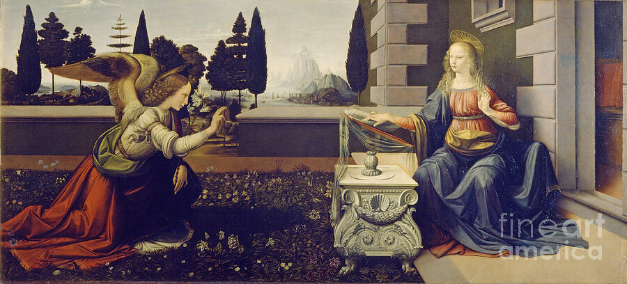 Annunciation, Leonardo da Vinci, c. 1472-1476 - religious art print