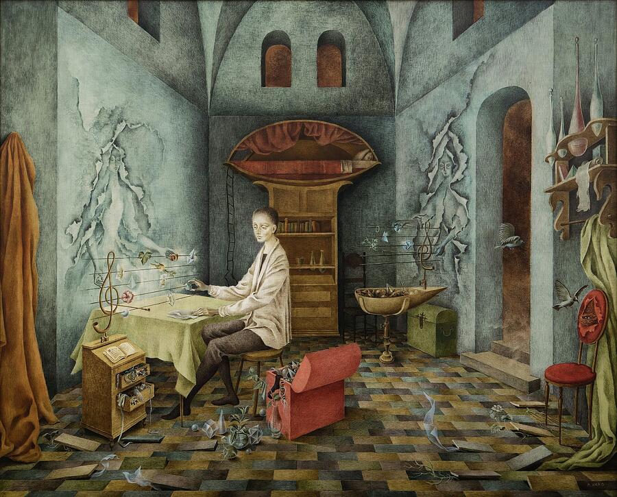 Self Portrait by Remedios Varo Painting - Armonia - Autorretrato sugerente - Harmony - Self portrait by Remedios Varo by Remedios Varo