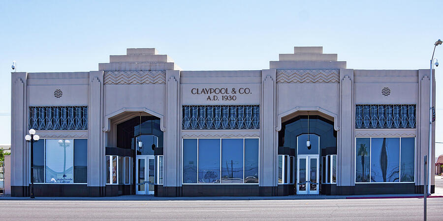 Art Deco Building Facade Photograph - Art Deco Building Facade - Needles, California by Tatiana Travelways
