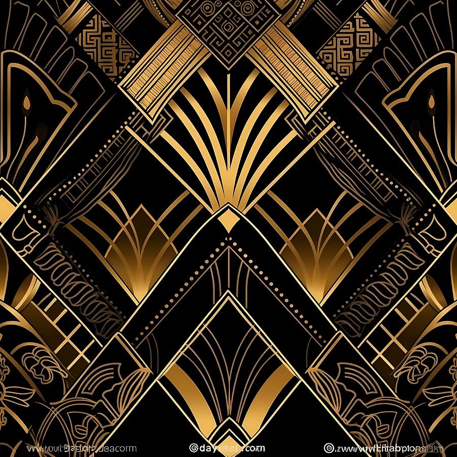Art deco pattern with golden details Digital Art by Andre Petrov