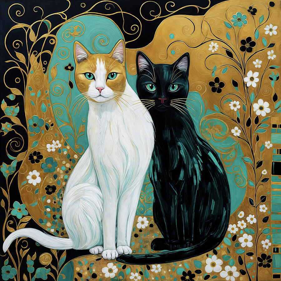 Art Nouveau Cats in Love by Peggy Collins