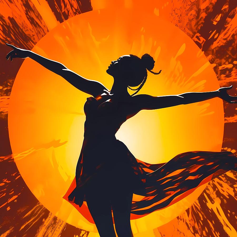 Artwork depicting the silhouette of a dancer against a bright background No 3 Digital Art by Andre Petrov