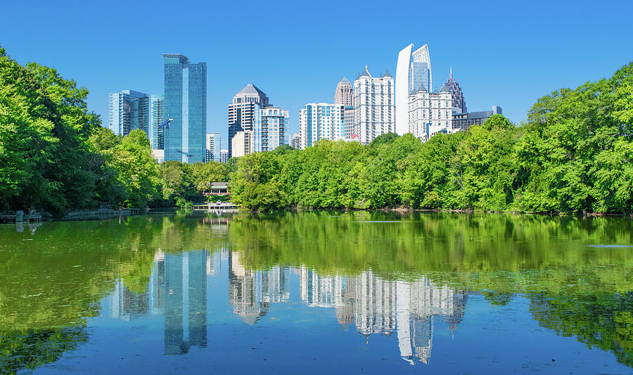 Atlanta Skyline Reflection Photograph by Michael Warren